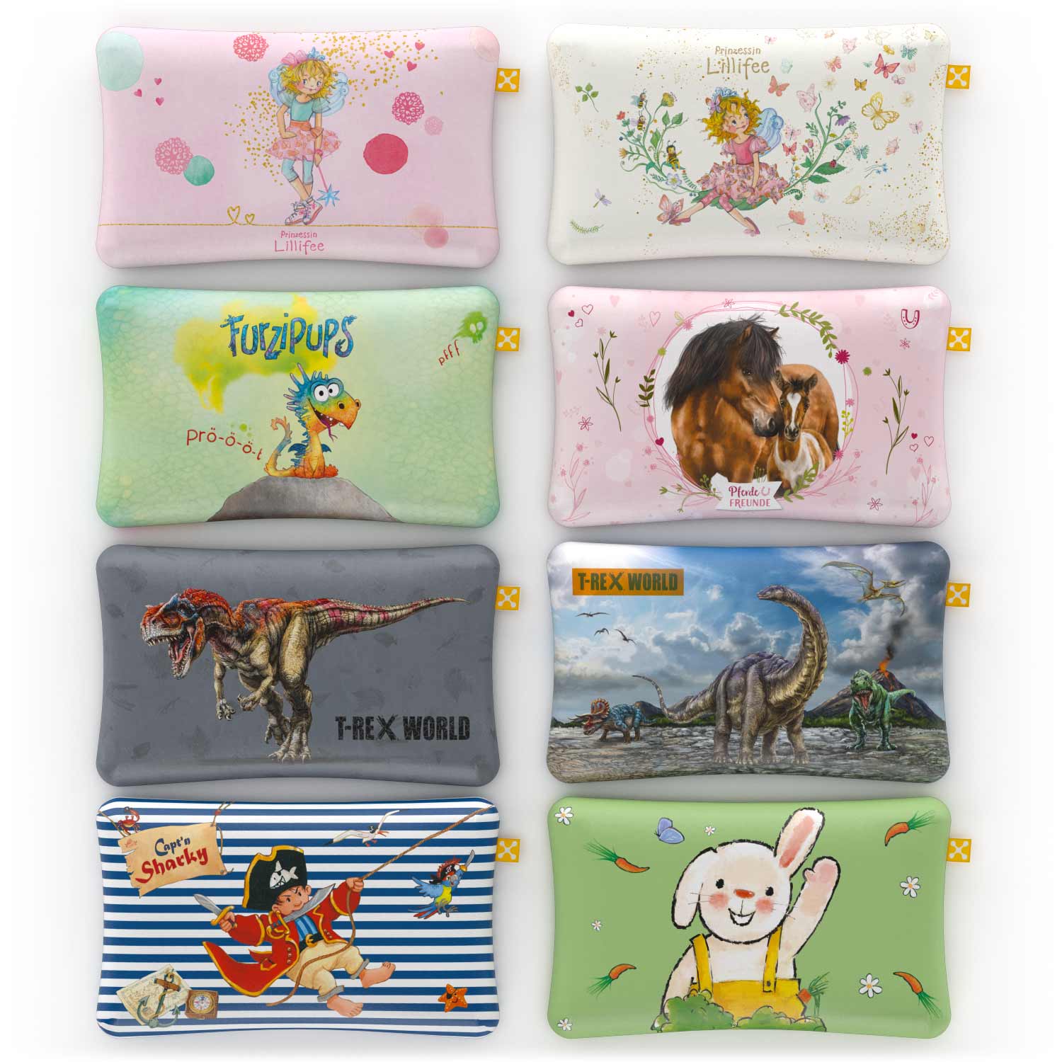 smart® Kids Comfort Pillow Case, weicher Kissenbezug passgenau für das ergonomische Kinder-Kopfkissen smart® Kids Comfort Pillow in Kooperation mit dem Coppenrath Verlag in verschiedenen Farben mit den Motiven Prinzessin Lillifee, Pferdefreunde, Capt'n Sharky, T-Rex World, Furzipups und Hase Rikki