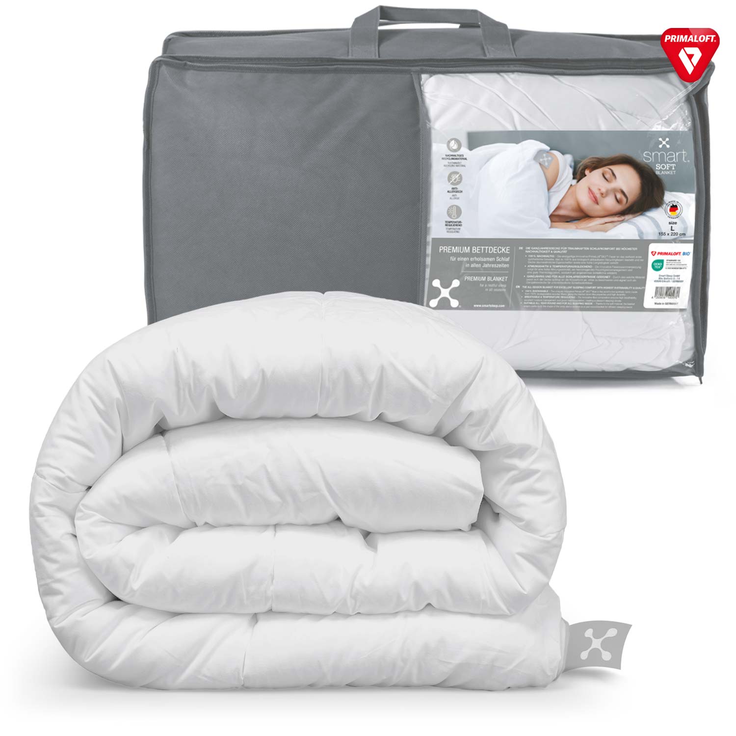 smart® Soft Blanket, weiche nachhaltige Ganzjahres Bett-Decke mit PrimaLoft Bio Füllung aus biologisch abbaubaren Recyclingfasern für ein besseres Schlafklima und hohen Schlaf-Komfort