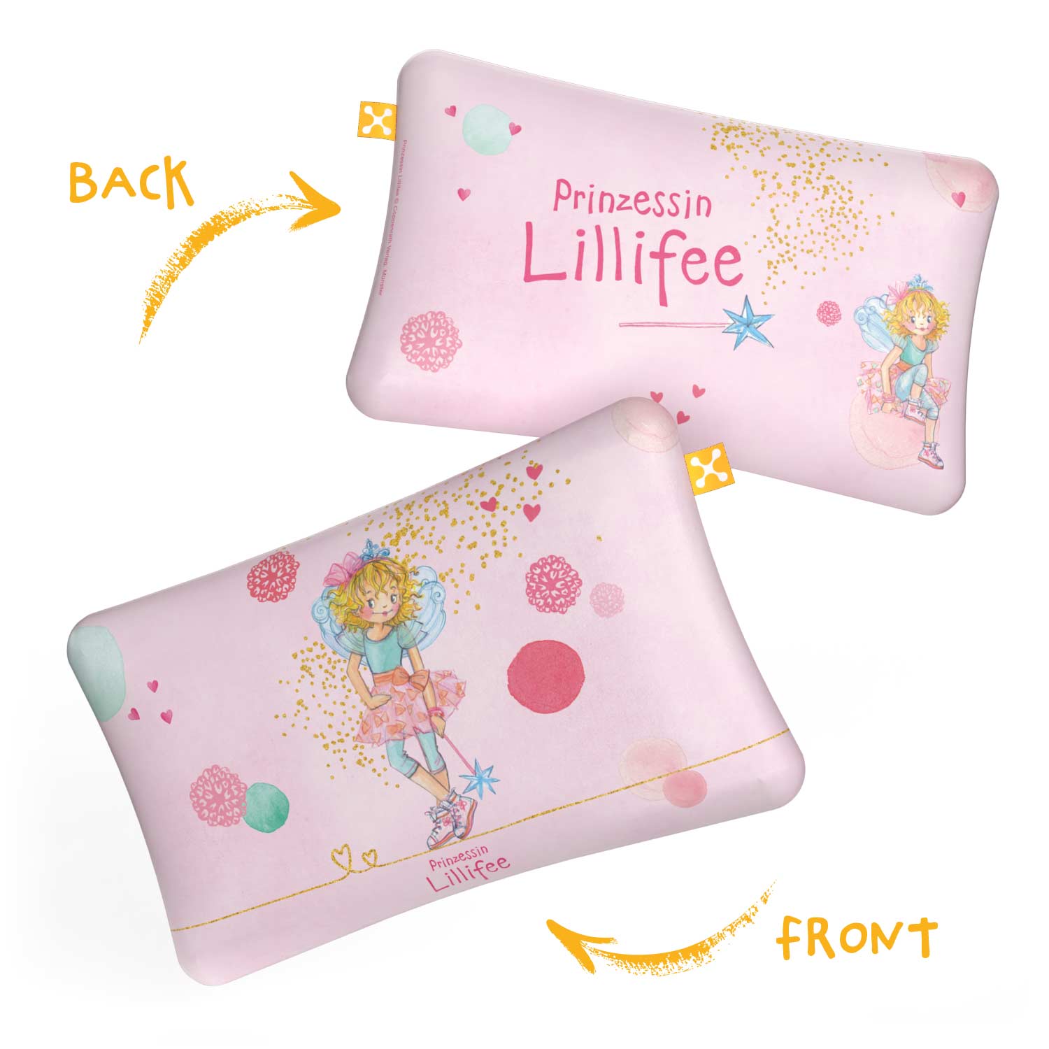 smart® Kids Comfort Pillow Case, weicher Kissenbezug aus Baumwolle passgenau für das ergonomische Kinder-Kopfkissen smart® Kids Comfort Pillow in der Farbe Motiv Prinzessin Lillifee mit unterschiedlicher Vorder- und Rückseite zum Wenden