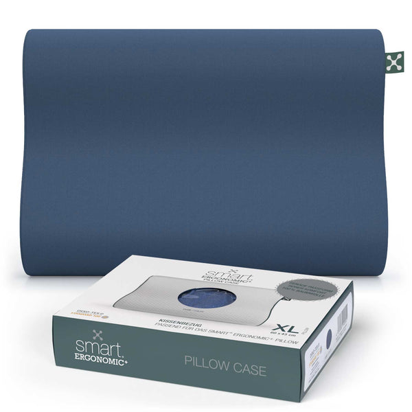 Dunkelblauer Kissenbezug smart® Ergonomic+ Pillow Case aus Baumwolle, weich und passgenau für das ergonomische Nackenstütz-Kopfkissen smart® Ergonomic Plus Pillow