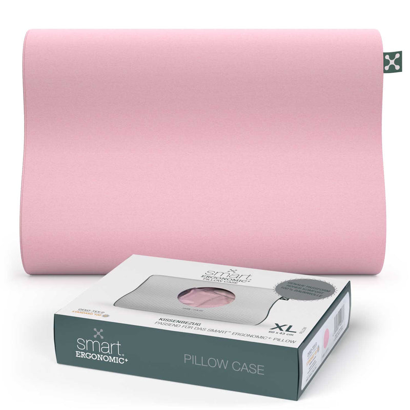 Rose-farbener Kissenbezug smart® Ergonomic+ Pillow Case aus Baumwolle, weich und passgenau für das ergonomische Nackenstütz-Kopfkissen smart® Ergonomic Plus Pillow